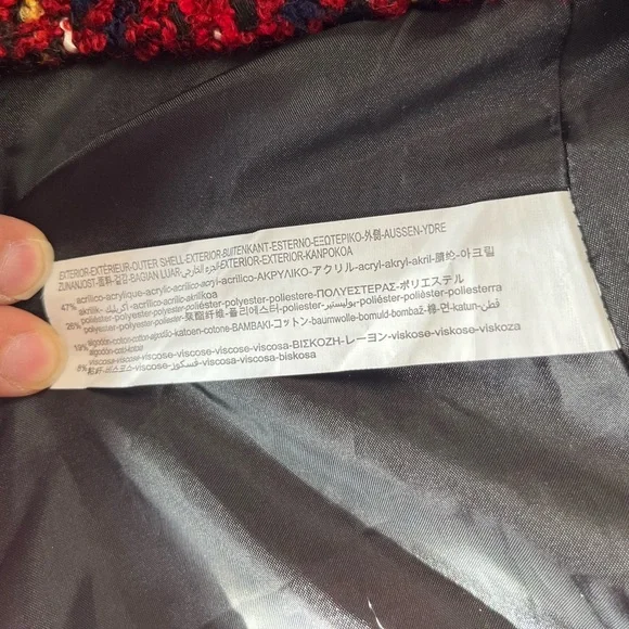 Red Zara Skirt mini tweed plaid - Picture 9 of 10